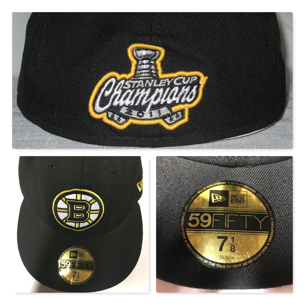New Era 59FIFTY Boston BRUINS Stanley Cup Champs 2011 Fitted 7 1/8 Hat Cap RARE